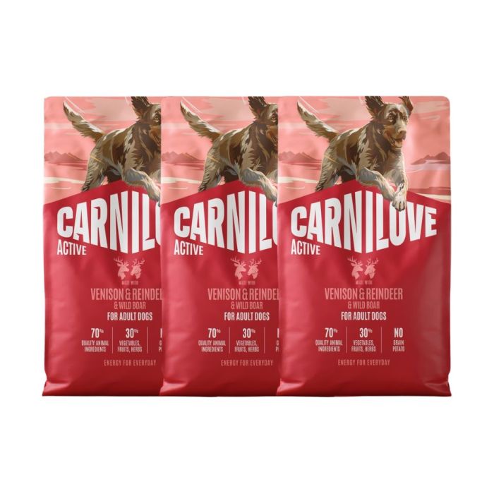 CARNILOVE Active Dog Venision and Reindeer Adult 3x4 kg dziczyzna, renifer i dzik, dla dorosłych psów