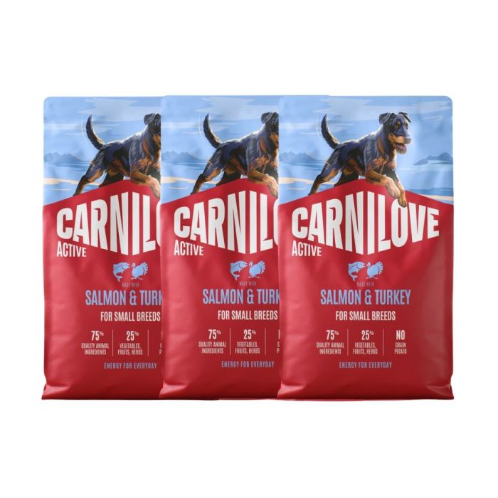 CARNILOVE Active Dog Salmon & Turkey Adult Small Breeds 3x4 kg łosoś i indyk, dla dorosłych psów małych ras