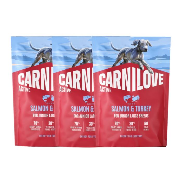 CARNILOVE Active Dog Salmon and Turkey Junior Large Breeds 3x1,5 kg łosoś i indyk, dla dorastających juniorów ras dużych