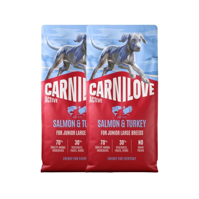 CARNILOVE Active Dog Salmon & Turkey 2x12 kg Junior Large Breeds łosoś i indyk, dla dorastających juniorów ras dużych