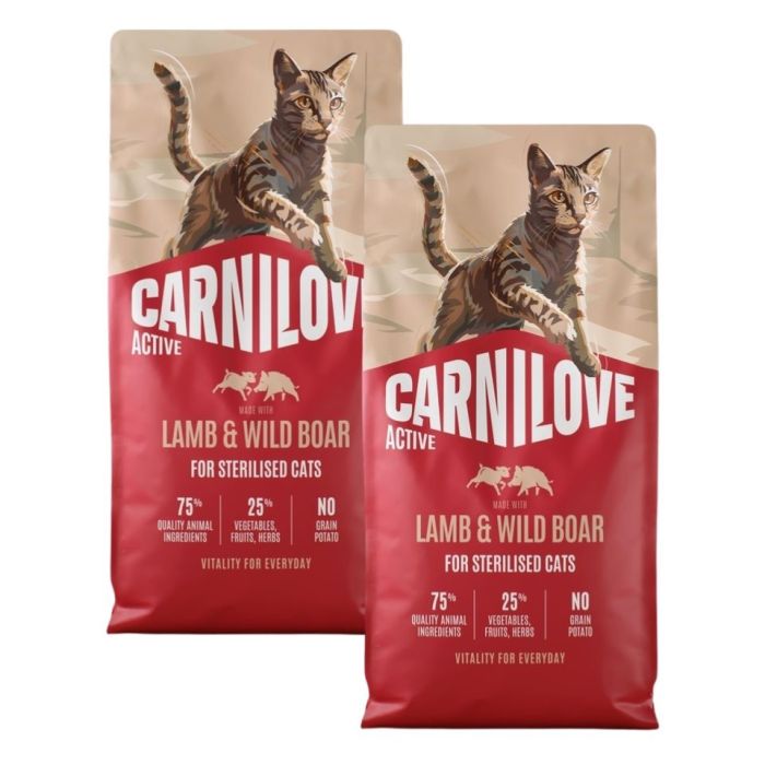 CARNILOVE Active Cat Lamb and Wild Boar Sterilised 2x6 kg jagnięcina i dzik, dla kotów sterylizowanych