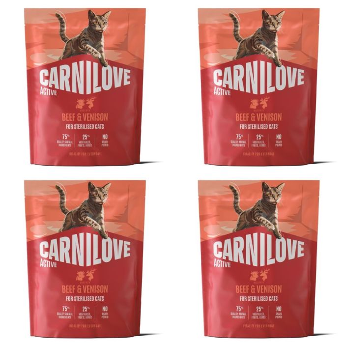 CARNILOVE Active Cat Beef and Venison Sterilised 4x400 g wołowina i dziczyzna, dla kotów sterylizowanych