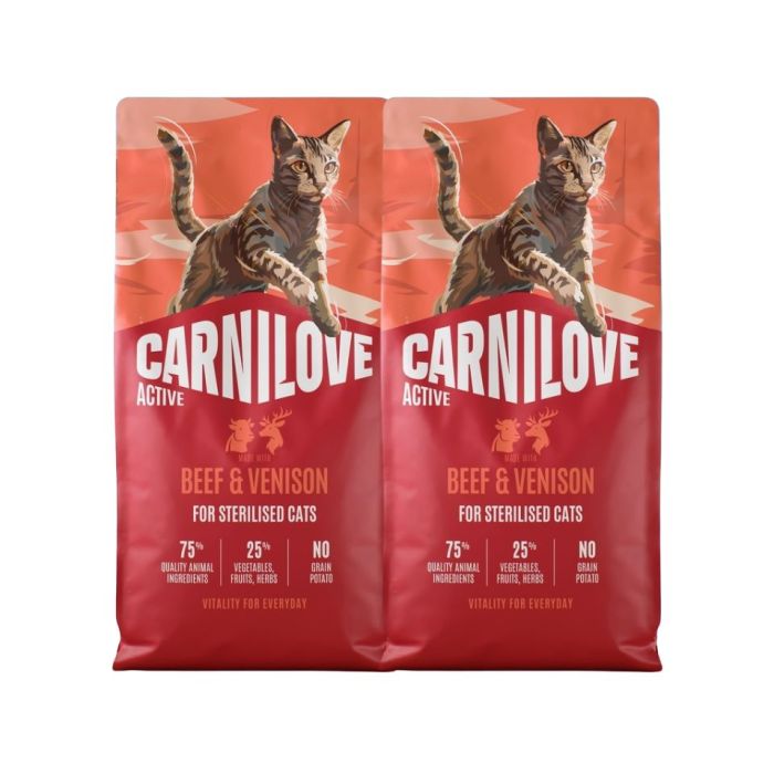 CARNILOVE Active Cat Beef and Venison Sterilised 2x6 kg wołowina i dziczyzna, dla kotów sterylizowanych