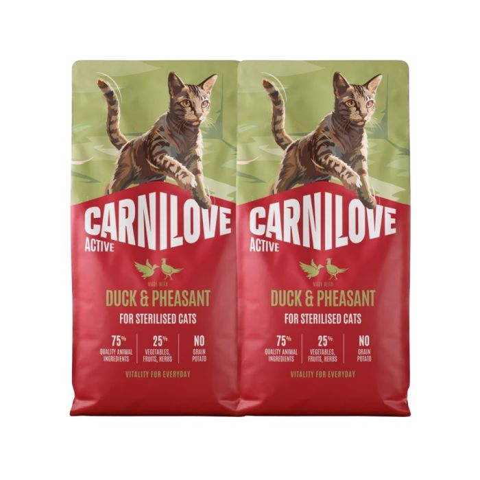 CARNILOVE Active Cat Duck and Pheasant Sterilised 2x6 kg kaczka i bażant, dla kotów sterylizowanych