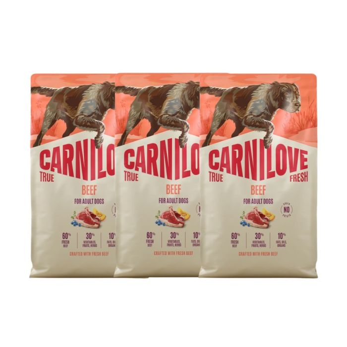 CARNILOVE True Fresh Dog Beef Adult 3x4 kg sucha karma ze świeżą wołowiną dla dorosłych psów