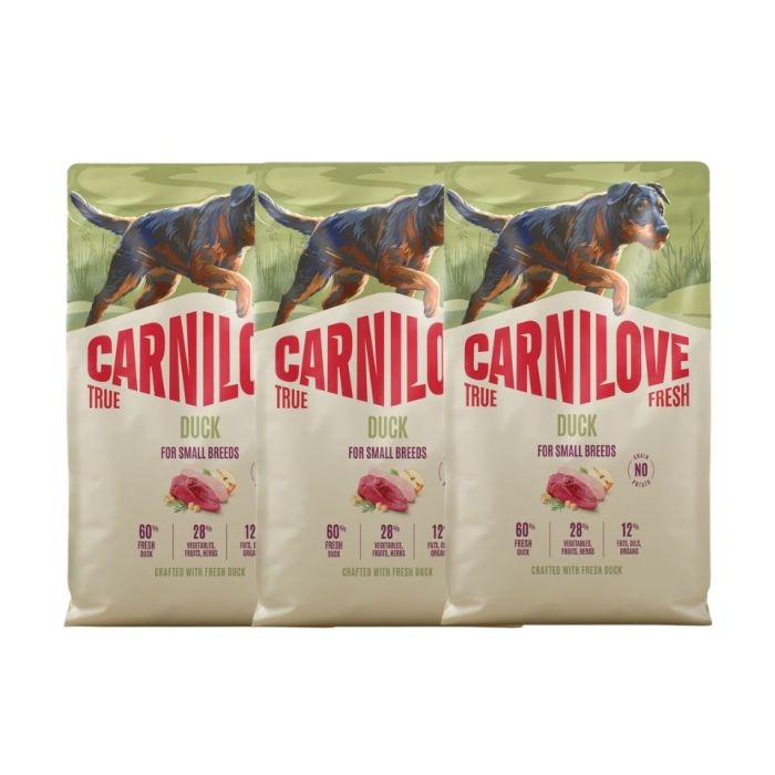 CARNILOVE True Fresh Dog Duck Adult Small Breeds 3x4 kg sucha karma ze świeżą kaczką dla dorosłych psów małych ras