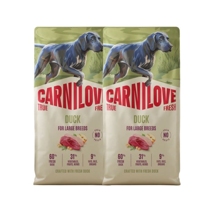 CARNILOVE True Fresh Dog Duck Adult Large Breeds 2X12 kg sucha karma ze świeżą kaczką dla dorosłych psów dużych ras