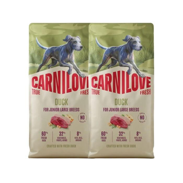 CARNILOVE True Fresh Dog Duck Junior Large 2X12 kg sucha karma ze świeżą kaczką dla juniorów dużych ras
