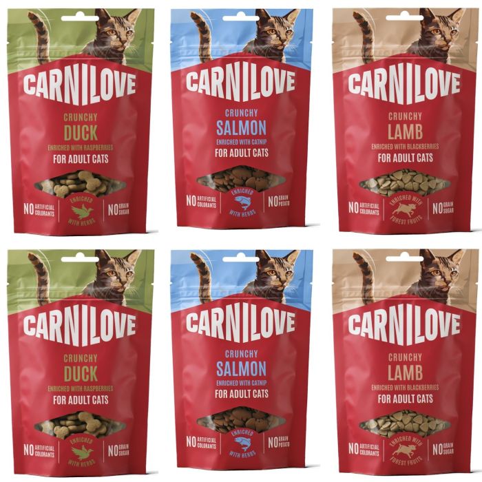 CARNILOVE Crunchy Snack Mix Smaków 6x50 g chrupiące przysmaki dla kotów