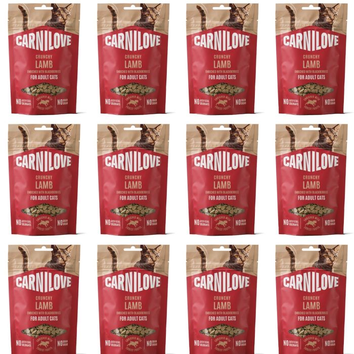 CARNILOVE Crunchy Snack Cat Lamb 12x50 g z jagnięciną i jeżynami, chrupiący przysmak dla kotów