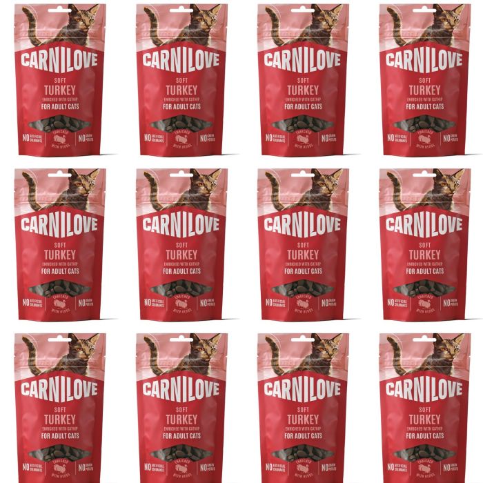 CARNILOVE Soft Snack Cat Turkey 12x50 g z indykiem i kocimiętką, miękkie przysmaki dla kotów