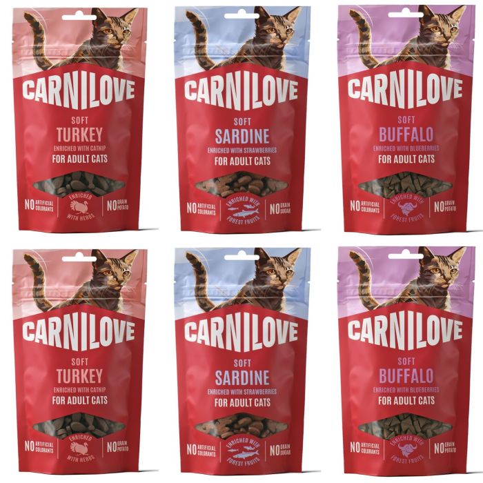 CARNILOVE Soft Snack Mix Smaków 6x50 g miękkie przysmaki dla kotów