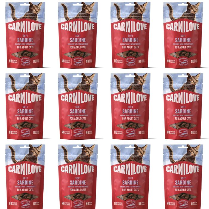 CARNILOVE Soft Snack Cat Sardine 12x50 g z sardynką i truskawkami, miękkie przysmaki dla kotów