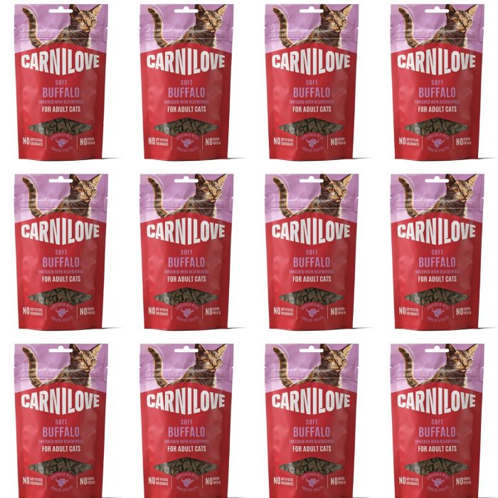 CARNILOVE Soft Snack Cat Buffalo 12x50 g z bawołem i jagodami, miękkie przysmaki dla kotów