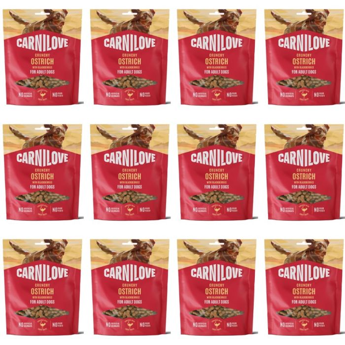 CARNILOVE Dog Crunchy Snack Ostrich 12x200g chrupiące przysmaki ze strusiem dla dorosłych psów