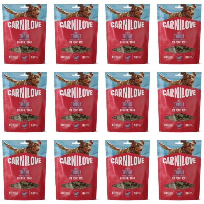 CARNILOVE Dog Soft Snack Trout 12x200g miękkie przysmaki z pstrągiem dla dorosłych psów