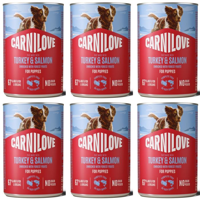 CARNILOVE Dog Can Turkey and Salmon Puppies 6x400g pasztet z indykiem i łososiem dla szczeniąt