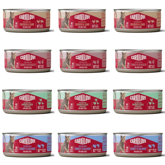 CARNILOVE Cat Can Paté Mix 4 Smaków 12x100 g pasztet premium dla dorosłych kotów