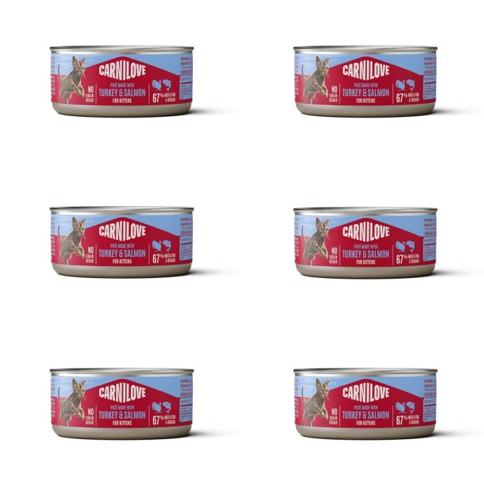 CARNILOVE Cat Can Paté Turkey and Salmon for Kittens 6x100 g z indykiem i łososiem, pasztet dla kociąt