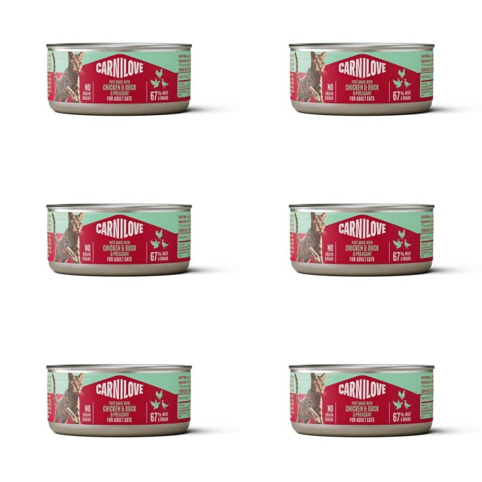 CARNILOVE Cat Can Paté Chicken, Duck and Pheasant 6x100 g z kurczakiem, kaczką i bażantem, pasztet dla kotów