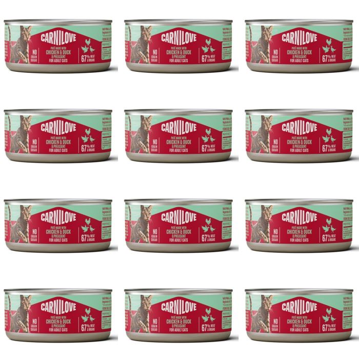 CARNILOVE Cat Can Paté Chicken, Duck and Pheasant 12x100 g z kurczakiem, kaczką i bażantem, pasztet dla kotów