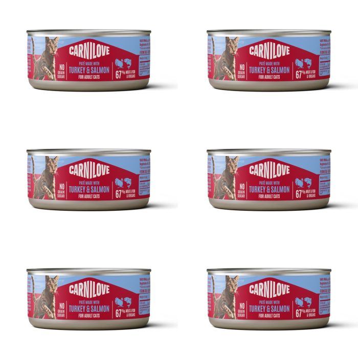 CARNILOVE Cat Can Paté Turkey and Salmon 6x100 g z indykiem i łososiem, pasztet dla kotów