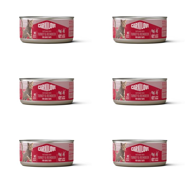 CARNILOVE Cat Can Paté Turkey and Reindeer 6x100 g z indykiem i reniferem, pasztet dla kotów
