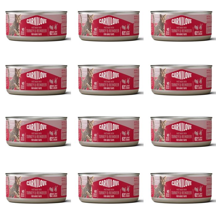 CARNILOVE Cat Can Paté Turkey and Reindeer 12x100 g z indykiem i reniferem, pasztet dla kotów