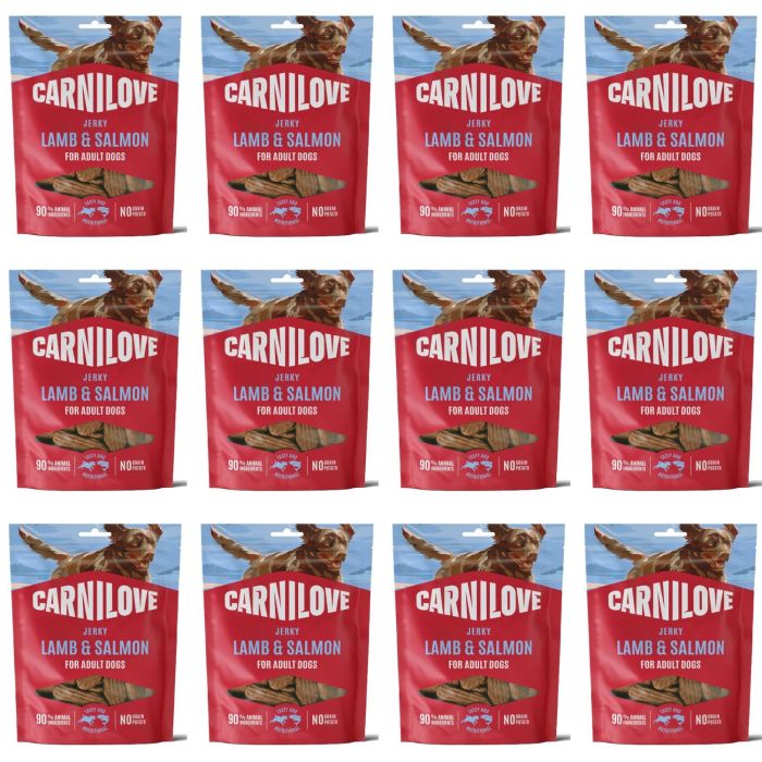 CARNILOVE Dog Jerky Lamb with Salmon 12x100g przysmaki z jagnięciną i łososiem dla dorosłych psów