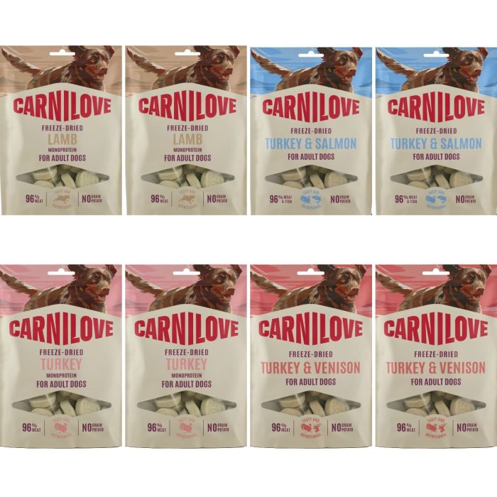 CARNILOVE Dog Freeze Dried Mix Smaków 8x60g liofilizowane przysmaki dla psów