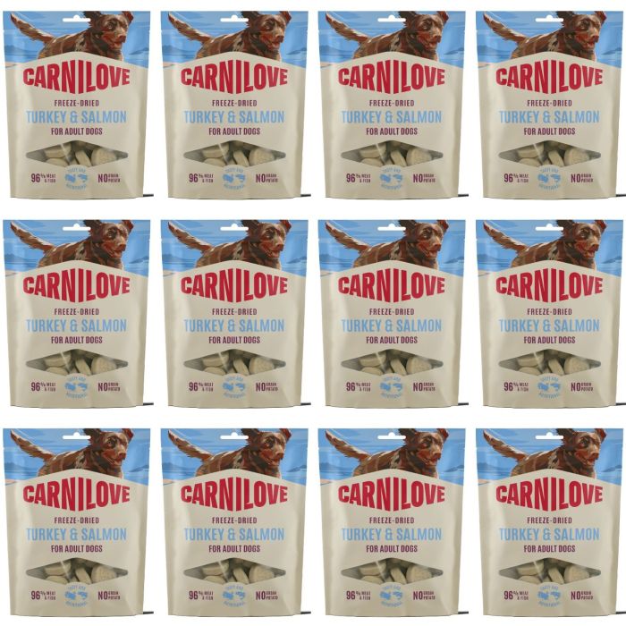 CARNILOVE Dog Freeze Dried Turkey and Salmon 12x60g liofilizowane przysmaki z indykiem i łososiem dla psów