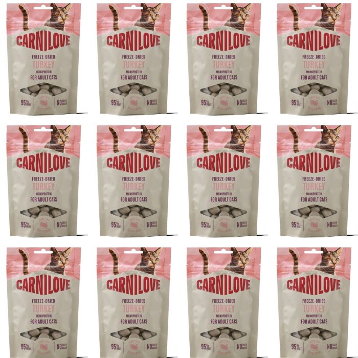 CARNILOVE Freeze-Dried Snack Cat Turkey 12x40 g z indykiem, liofilizowane przysmaki dla kotów