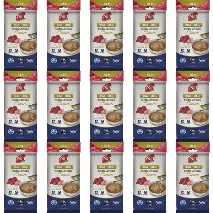 FARMINA N&D Quinoa Cat Digestion Cream Chicken and Tuna 15x60 g z kurczakiem i tuńczykiem, kremowy przysmak dla kotów z wrażliwym trawieniem