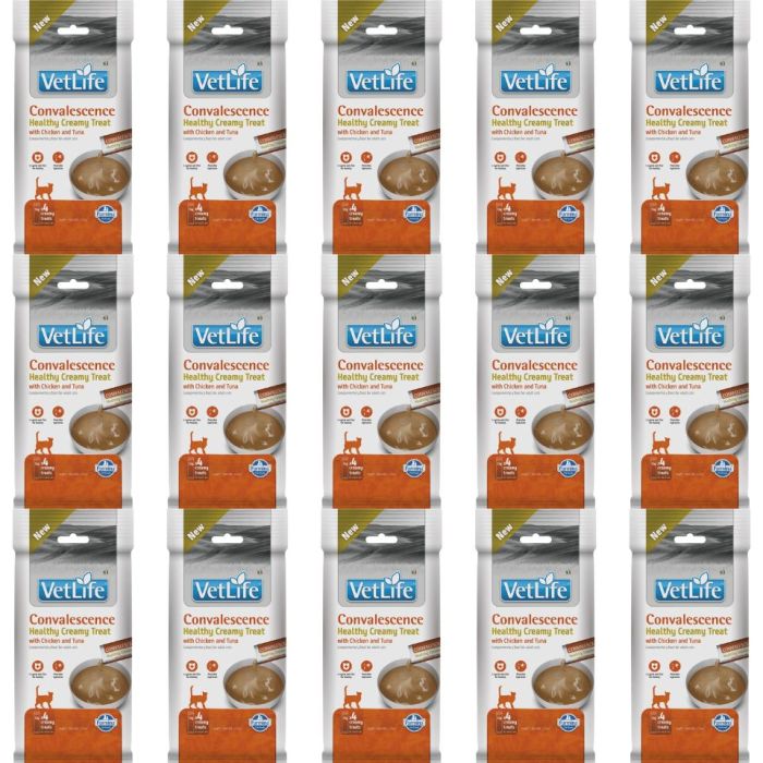 FARMINA Vet Life Cat Convalescence Creamy 15x60 g z kurczakiem i tuńczykiem, kremowy przysmak dla kotów wspierający regenerację organizmu
