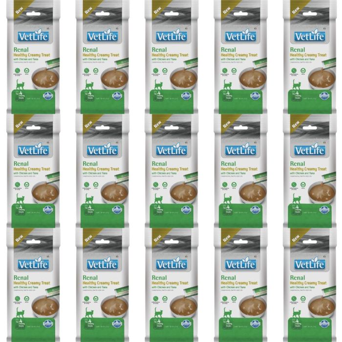FARMINA Vet Life Cat Renal Creamy 15x60 g z kurczakiem i tuńczykiem, kremowy przysmak dla kotów wspierający układ moczowy i nerki