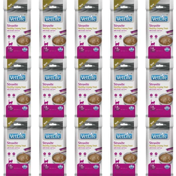 FARMINA Vet Life Cat Struvite Creamy 15x60 g z kurczakiem i tuńczykiem, kremowy przysmak dla kotów wspierający układ moczowy