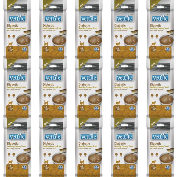 FARMINA Vet Life Cat Diabetic Creamy 15x60 g z kurczakiem i tuńczykiem, kremowy przysmak dla kotów z cukrzycą