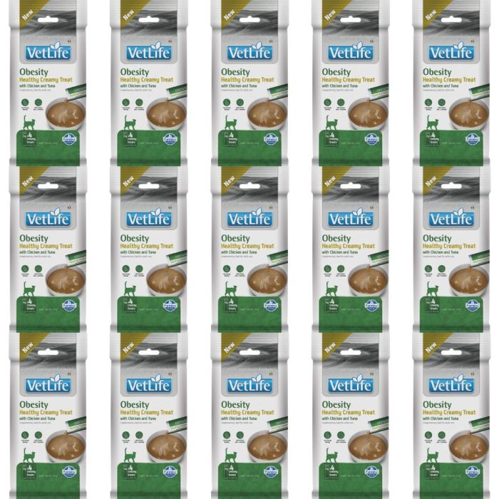 FARMINA Vet Life Cat Obesity Creamy 15x60 g z kurczakiem i tuńczykiem, kremowy przysmak dla kotów z nadwagą