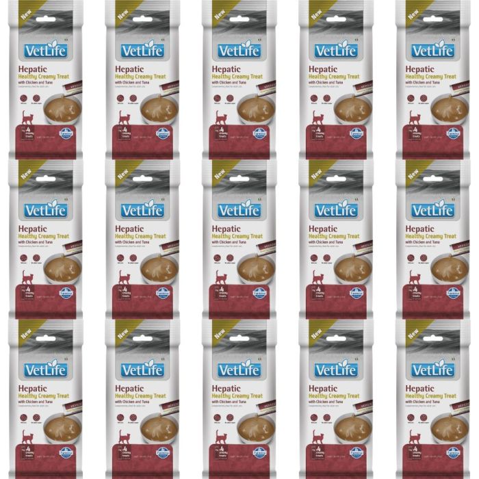 FARMINA Vet Life Cat Hepatic Creamy 15x60 g z kurczakiem i tuńczykiem, kremowy przysmak dla kotów wspierający pracę wątroby