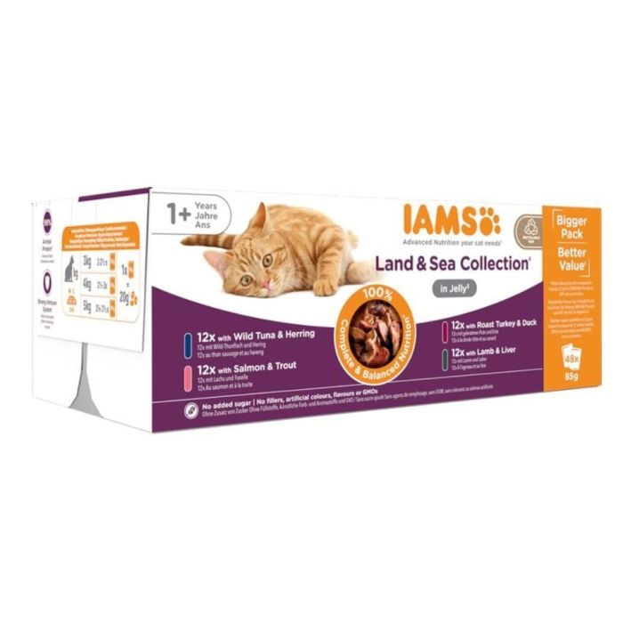 IAMS Cat Adult All Breeds Land&Sea mix smaków dla kota 48 x 85 g