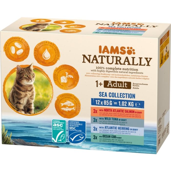 IAMS Naturally Cat Adult 12 x 85 g dla dorosłych kotów