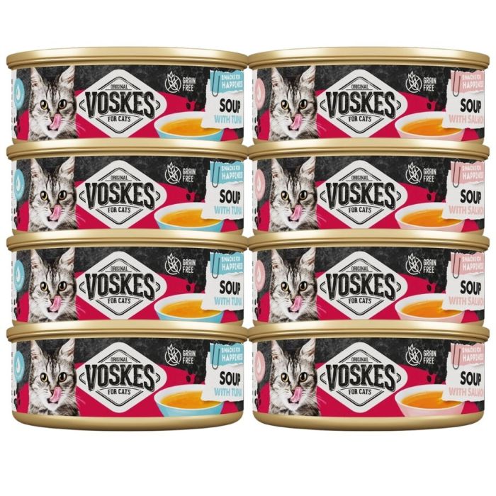 VOSKES Soup Mix rybnych smaków 8x50 g zupa z łososiem i tuńczykiem dla kotów