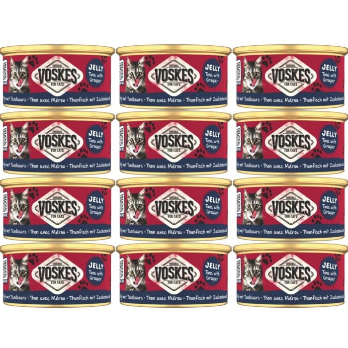 VOSKES Jelly Tuna with Grouper 12x85 g 100% tuńczyk z granikiem w galaretce, karma uzupełniająca dla kota