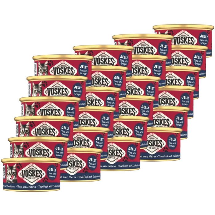 VOSKES Jelly Tuna with Grouper 24x85 g 100% tuńczyk z granikiem w galaretce, karma uzupełniająca dla kota