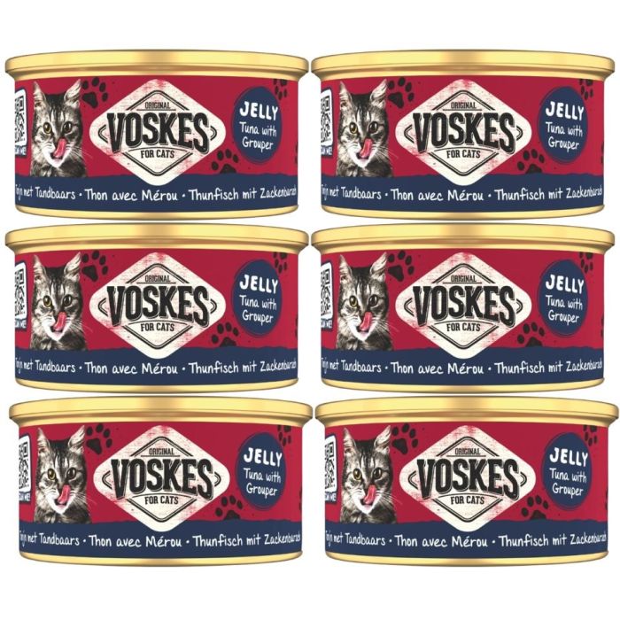 VOSKES Jelly Tuna with Grouper 6x85 g 100% tuńczyk z granikiem w galaretce, karma uzupełniająca dla kota