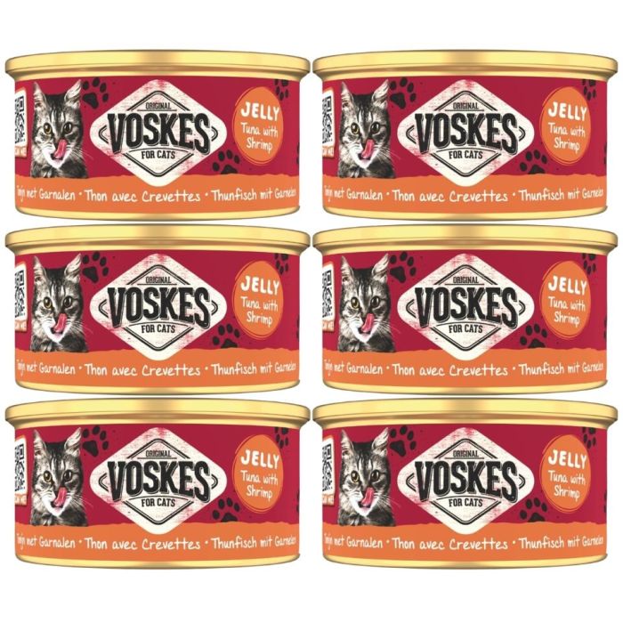 VOSKES Jelly Tuna with Shrimp 6x85 g100% tuńczyk z krewetką w galaretce, karma uzupełniająca dla kota