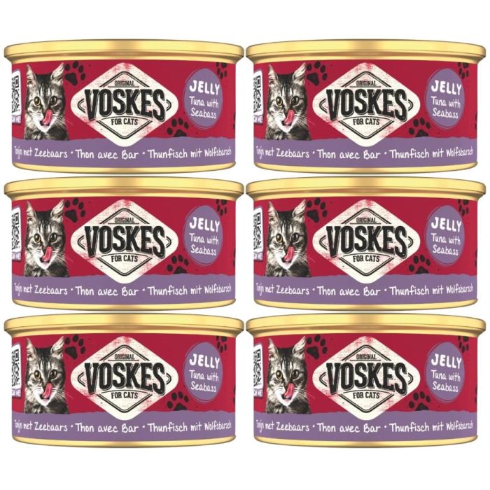 VOSKES Jelly Tuna with Seabass 6x85 g 100% tuńczyk z okoniem morskim w galaretce, karma uzupełniająca dla kota