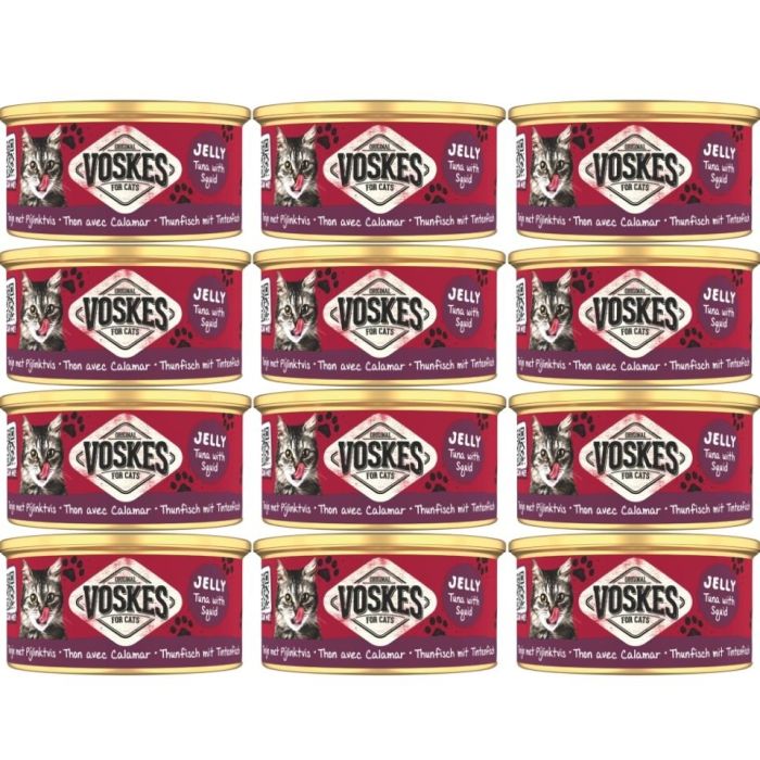 VOSKES Jelly Tuna with Squid 12x85 g 100% tuńczyk z kalmarem w galaretce, karma uzupełniająca dla kota