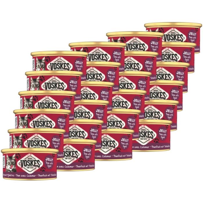 VOSKES Jelly Tuna with Squid 24x85 g 100% tuńczyk z kalmarem w galaretce, karma uzupełniająca dla kota