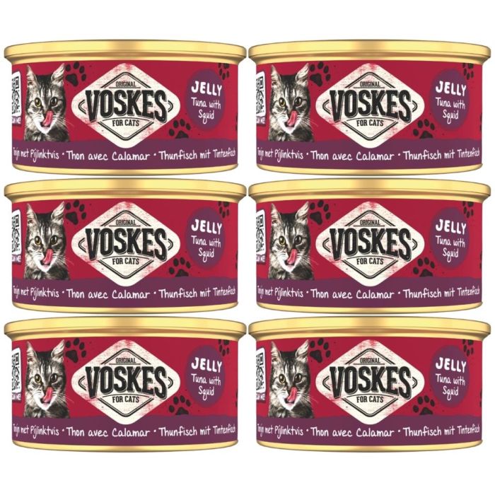 VOSKES Jelly Tuna with Squid 6x85 g 100% tuńczyk z kalmarem w galaretce, karma uzupełniająca dla kota